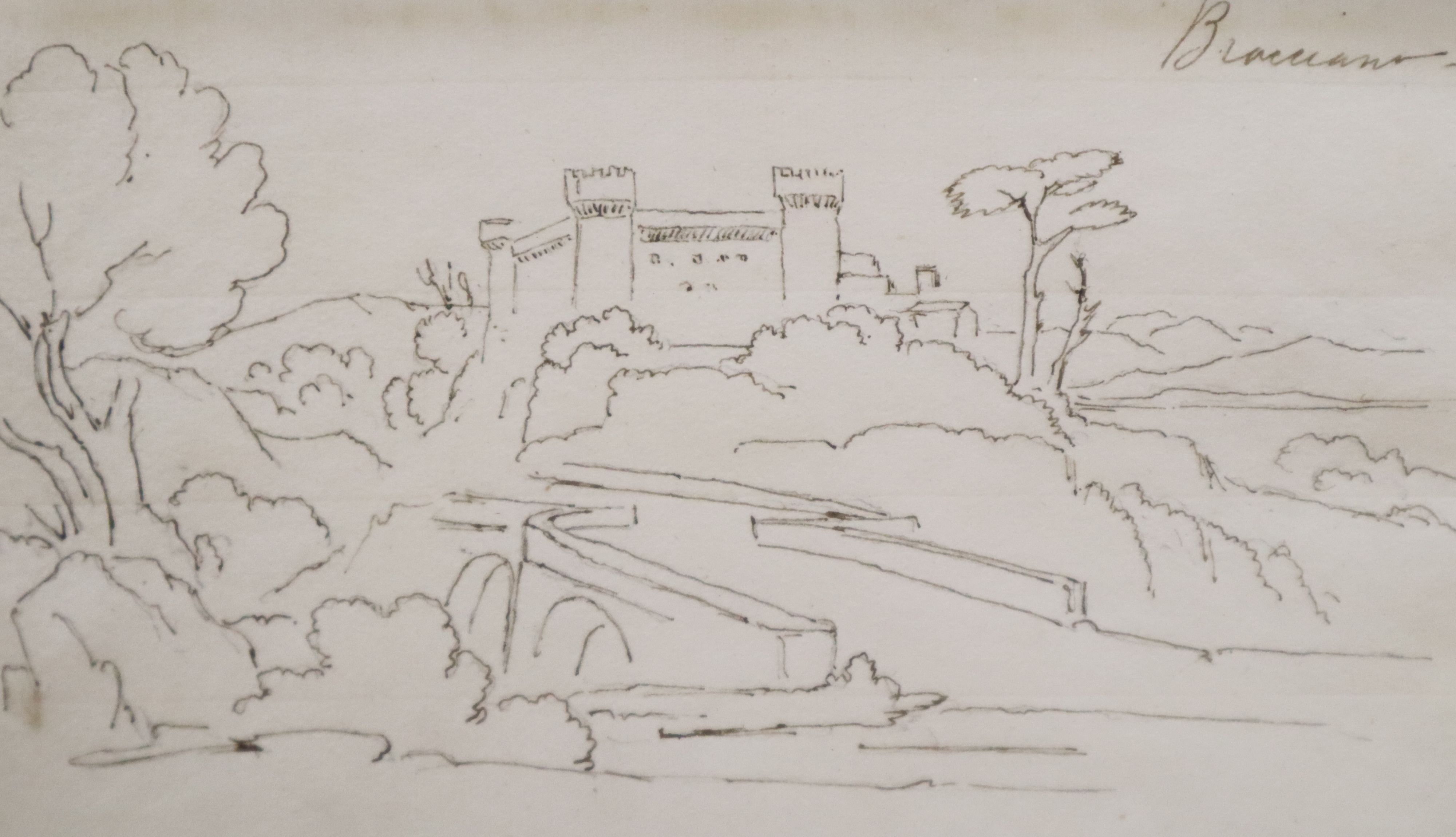 19th century English School, four pen and ink drawings, Studies of Italian towns, largest 12 x 18cm